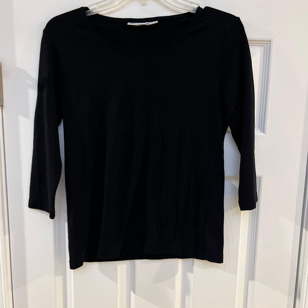 Ladies Size Medium "Karen Scott" Black Long Sleeve Top GUC ❤️